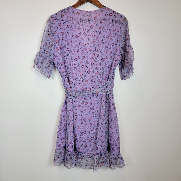 Aachoae Women's Large Purple Floral Pattern Ruffle Trim True Wrap D… - Picture 9 of 9